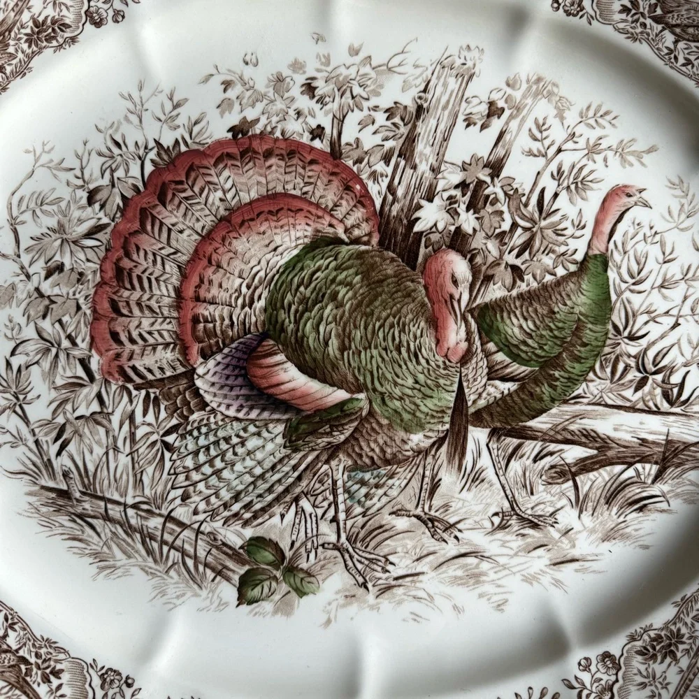 Johnson Bros. Wild Turkey Native American Windsor Ware Turkey Platter 17x14 - Picture 4 of 11